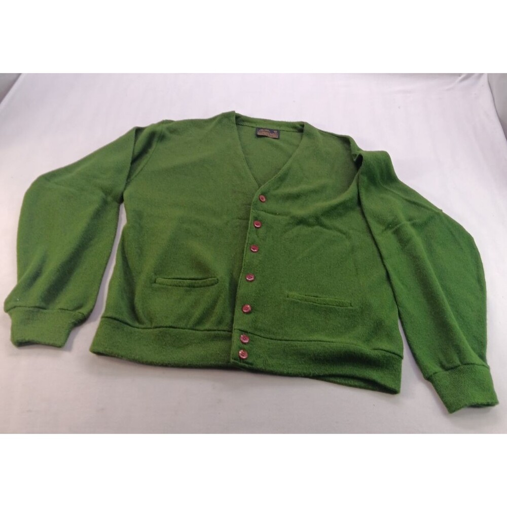 Vintage Sears Cardigan Sweater Men's Size XL Green Orlon Acrylic